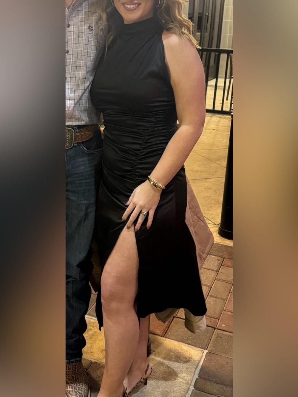 SHEIN Black Sleeveless Midi Dress with High Side Slit